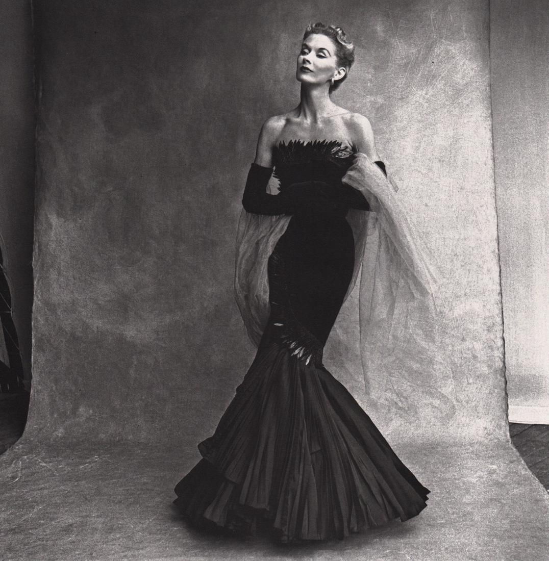IRVING PENN - Lisa Fonssagrives-Penn,Rochas Mermaid: Artist: IRVING PENN Print Title: Lisa Fonssagrives-Penn,Rochas Mermaid Dress, 1950 Medium: Photolitho Printed 1984 in the US Image size (inches) approx. 8 x 8” Irving Penn was an American photograph