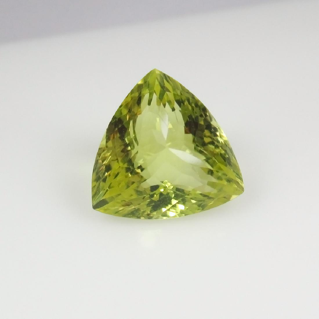 6.45 Ctw Natural Lemon Quartz Fancy Trillion Cut: No Reserve! Title: 6.45 Ctw Natural Lemon Quartz Fancy Trillion Cut Natural Lemon Quartz Stone Clarity: IF Gemstones: Lemon Quartz Carat Weights: 6.45 Size/Dimensions: 12.40 x 12.40 x 10.10 mm Additio