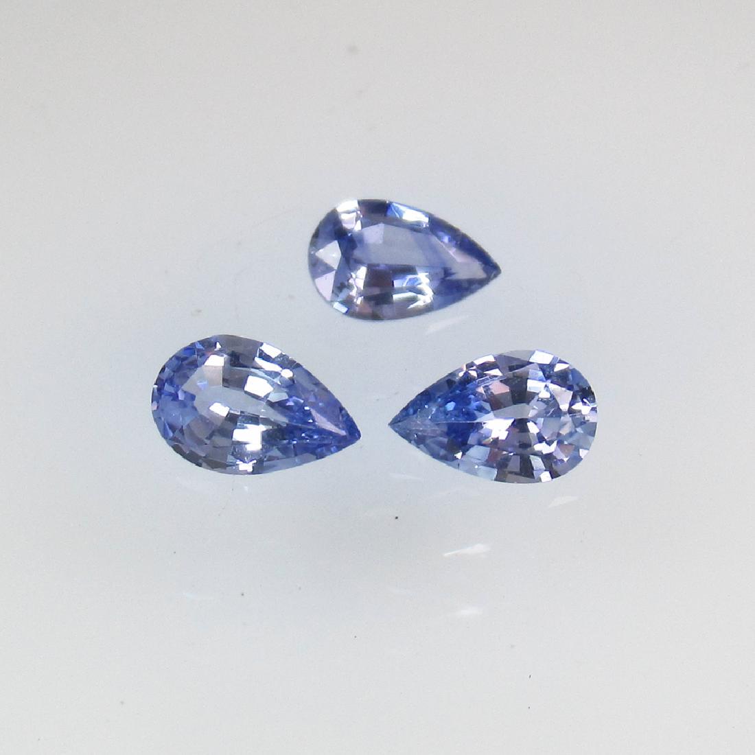 0.90 Ct Genuine 3 Ceylon Blue Sapphire Pear Set (1 of 2)