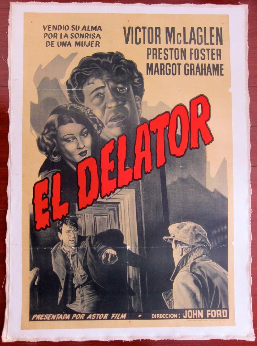 THE INFORMER – VINTAGE R40’S ARGENTINEAN LB POSTER –: Description THE INFORMER Â– VINTAGE R40Â’S ARGENTINEAN LB POSTER Â– JOHN FORD OSCAR WINNING! Vintage R40Â’s Argentinean Linenbacked Movie Advertising poster (29? x 43 1/2?) Poster has fold