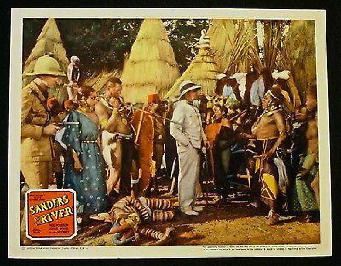 REDUCED 100! SANDERS OF THE RIVER ’35 VF ROBESON AS: Description Overall displays in Very Fine Condition. Incredibly RARE Original Lobby Card for the 1935 jungle safari adventure tale, SANDERS OF THE RIVER, starring the great Paul Robeson, displays very
