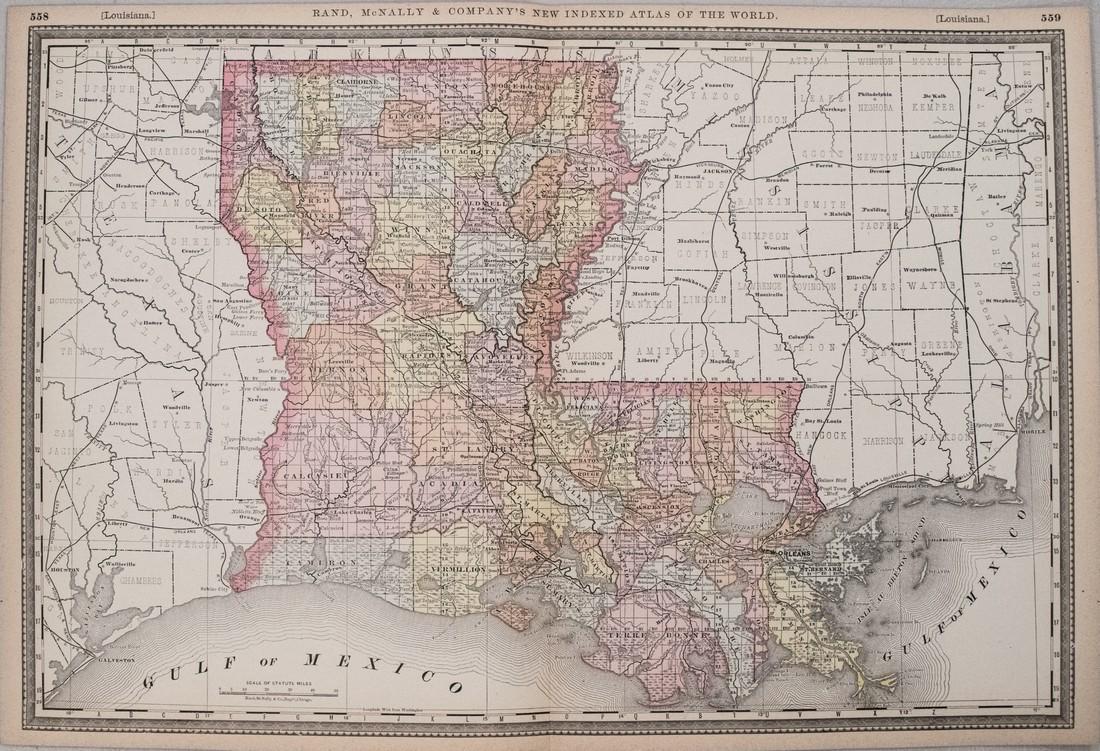 1898 Rand McNally Map of Louisiana -- [Louisiana] (1 of 1)