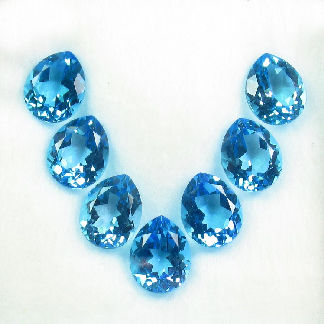 22.28 Ctw Natural 7 Swiss Blue Topaz 10X8 mm Pear Set (1 of 2)