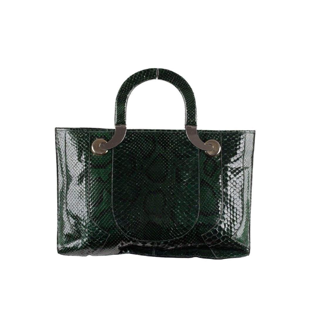 Unbranded VINTAGE Green Reptile SNAKESKIN Leather Tote (1 of 6)