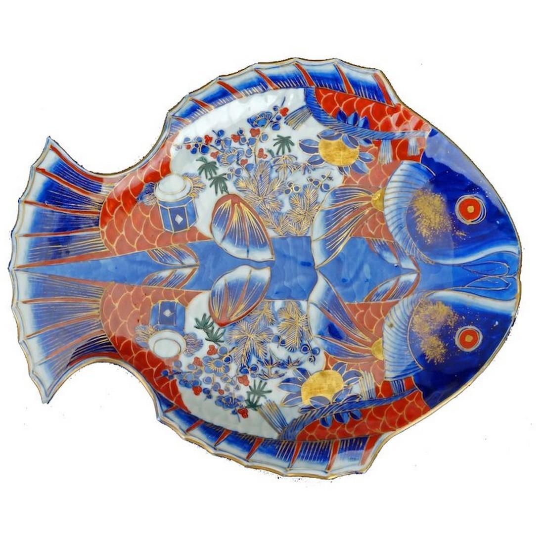 Large Vintage Japanese Hand Painted Fish Imari Style (1 of 7)
