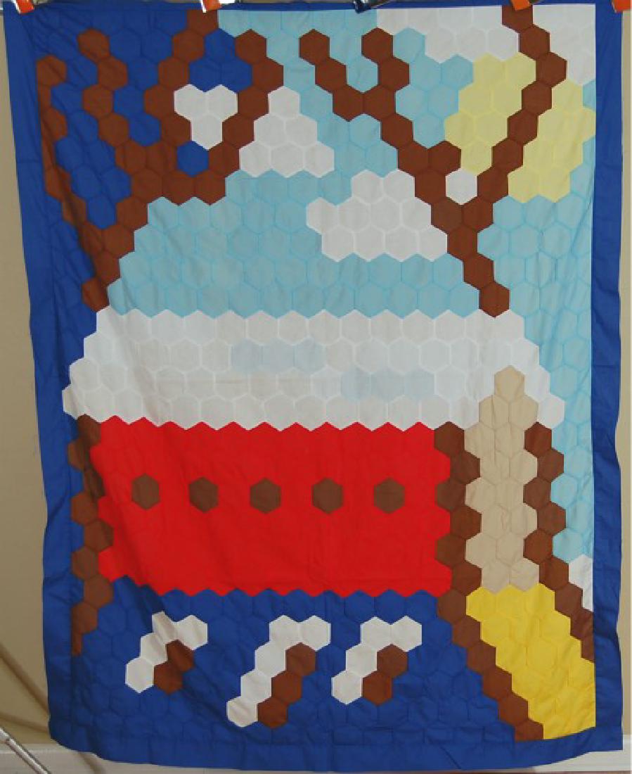 Vintage Covered Bridge Mosaic Patchwork Antique Quilt (1 of 4)