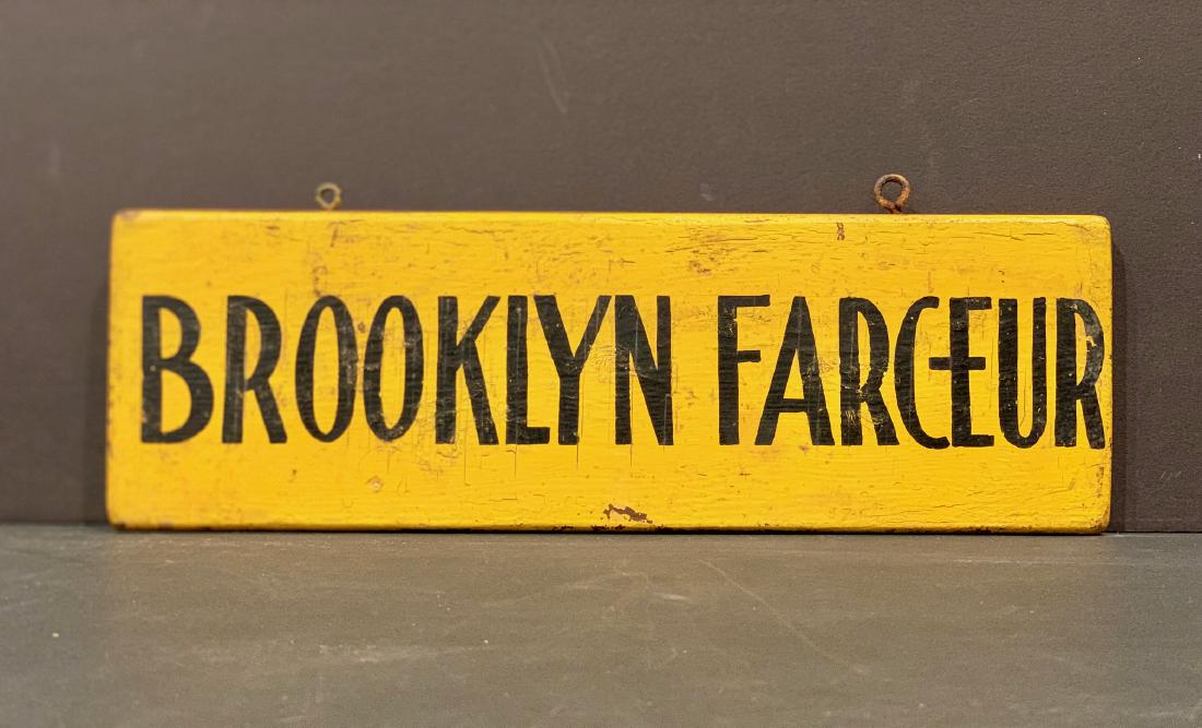 BROOKLYN FARCEUR Horse Stall Name sign, early 20th c (1 of 4)
