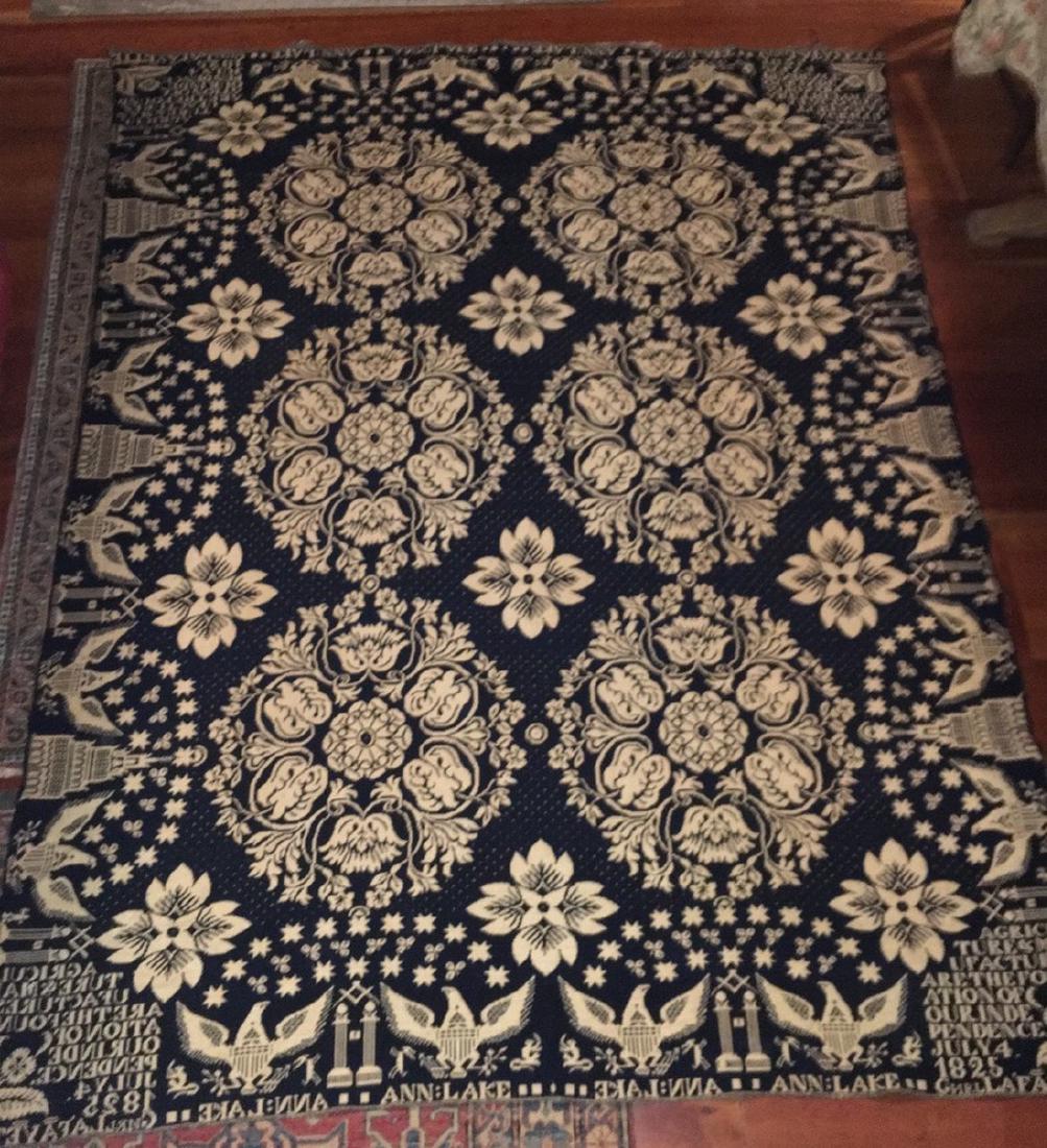 Museum Quality 1825 Jaquard Double-Woven Coverlet. (1 of 9)