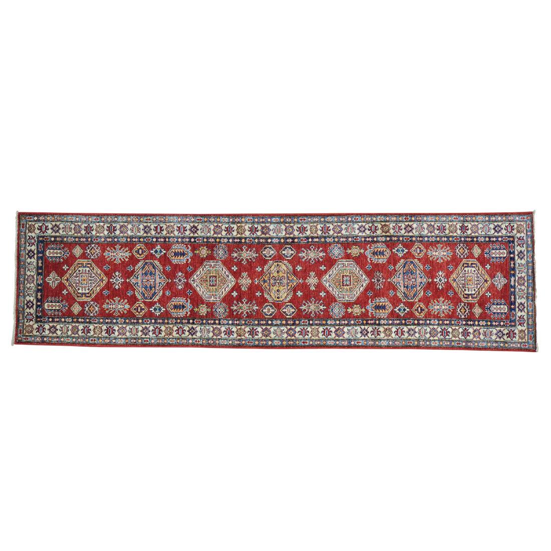 Runner Geometric Design Hand Knotted Red Super Kazak (1 of 5)