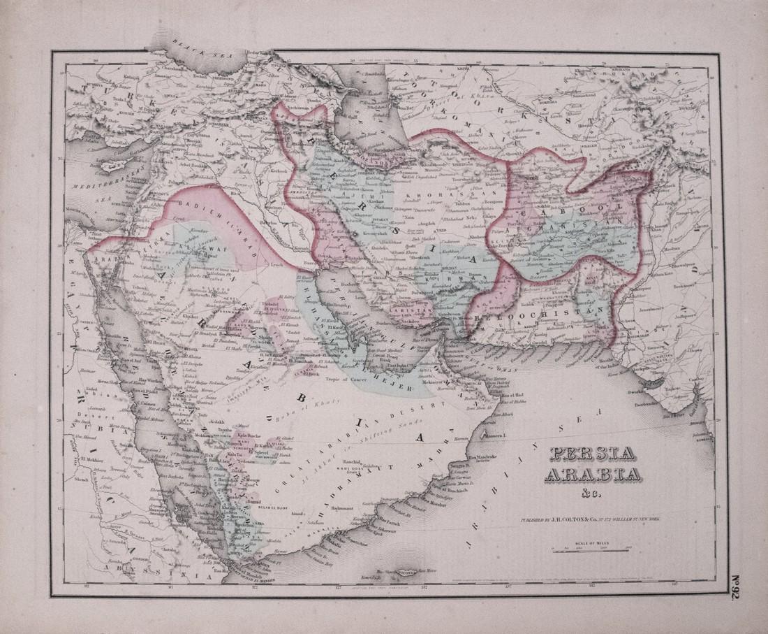 1855 Colton Map of Arabian Peninsula, Iraq and Iran -- (1 of 1)