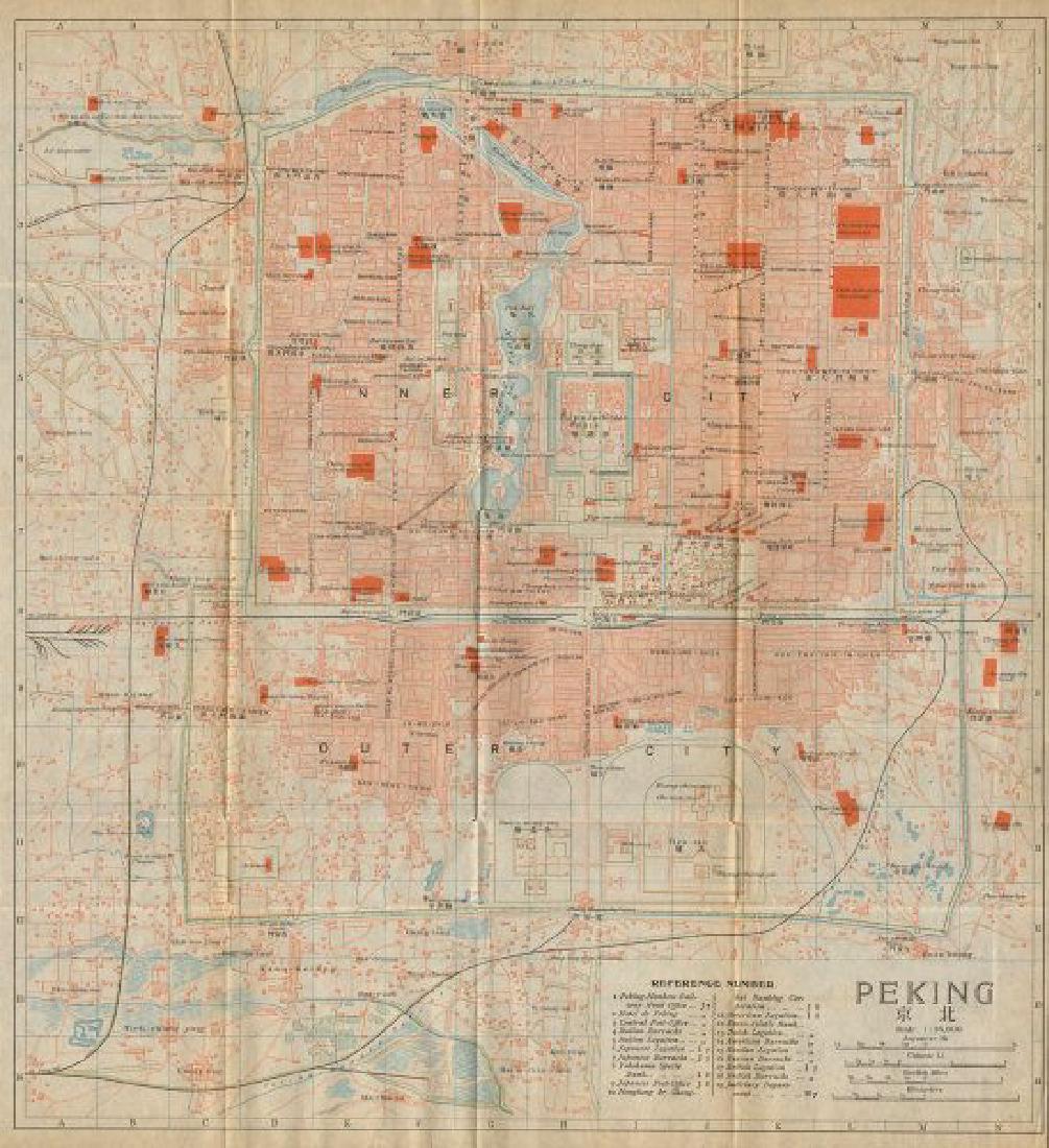 Peking'. Beijing antique town city plan. China 1915 old (1 of 2)