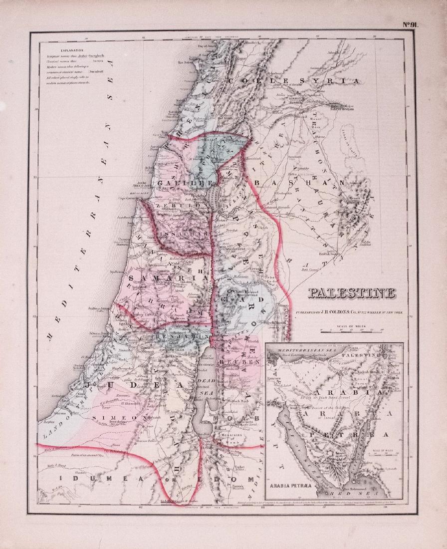 1855 Colton Map of Palestine / Israel -- Palestine: Title/Content of Map: 1855 Colton Map of Palestine / Israel -- Palestine Date: 1855, New York Cartographer: J Colton Size: 14.8 X 11.6 in. A very nice map of Palestine / Israel. Plenty of topographica