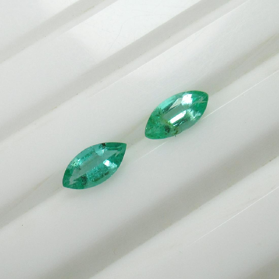 0.67 Ct Genuine Zambian Emerald 7X3.5 mm Marquise Pair (1 of 2)