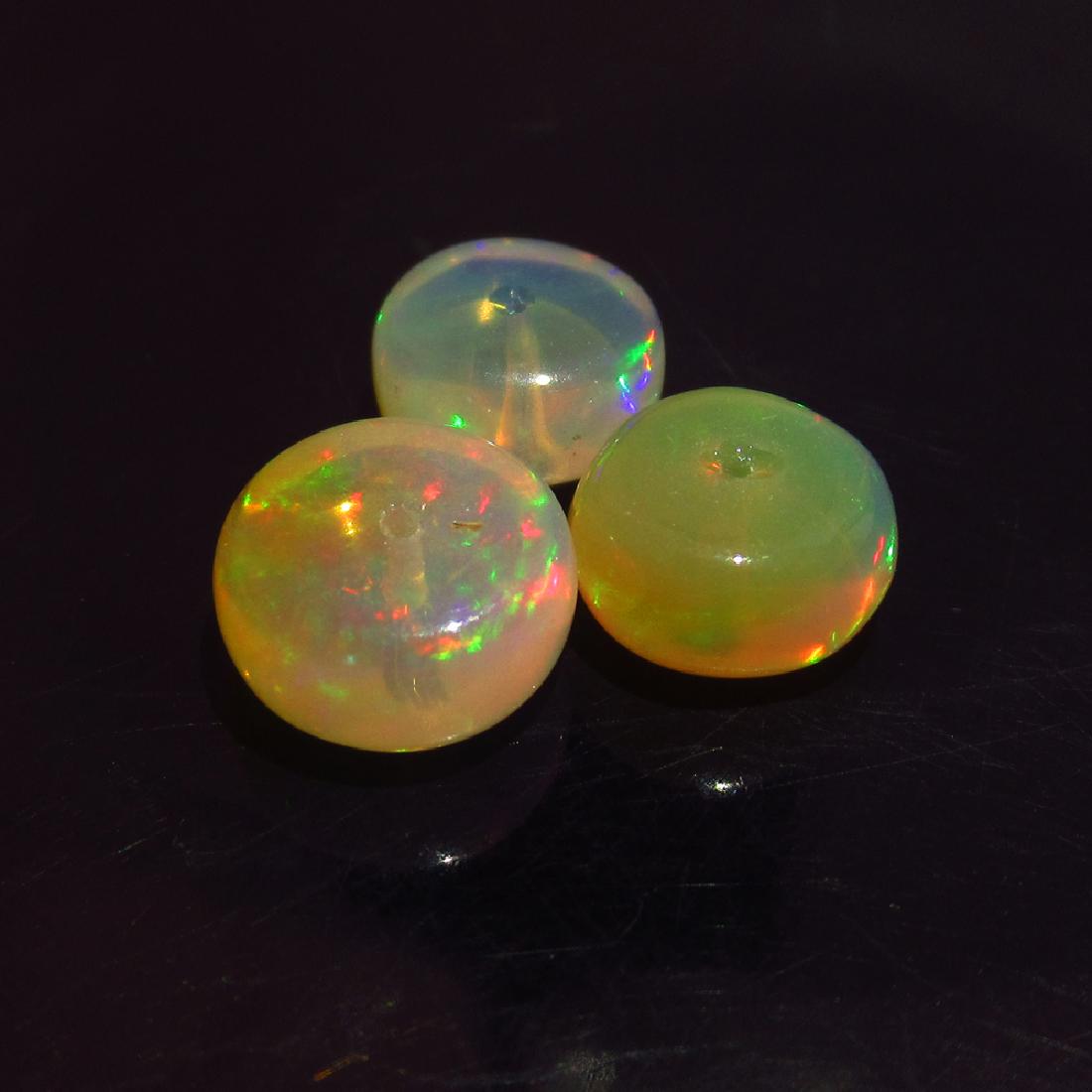 4.32 Ct Genuine 3 Drilled Round Fire Opal Beads (1 of 2)