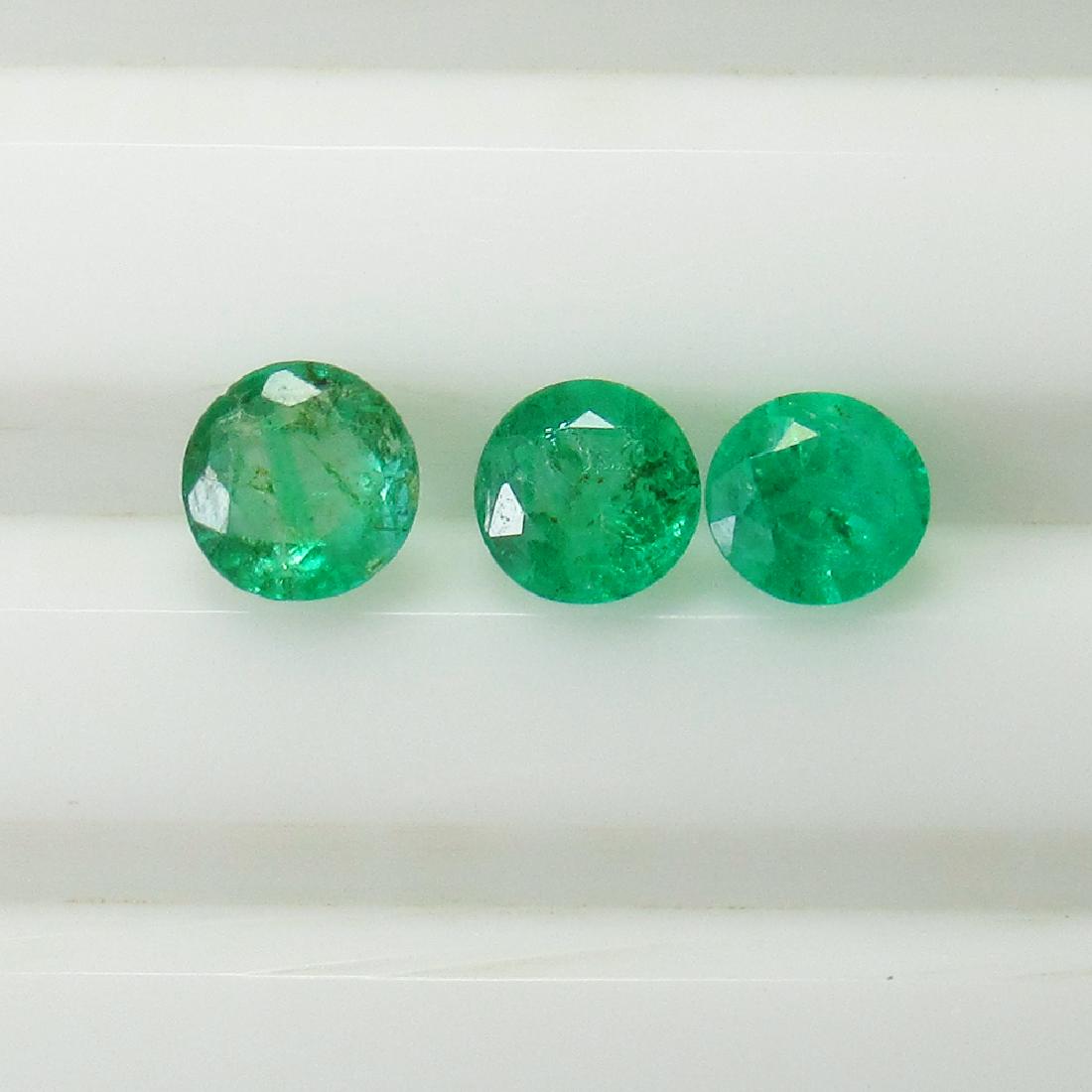 1.18 Ct Genuine 3 Zambian Emerald Round Set (1 of 2)