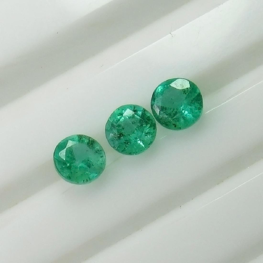 0.84 Ctw Natural 3 Zambian Emerald 4.2 mm Round Set (1 of 2)