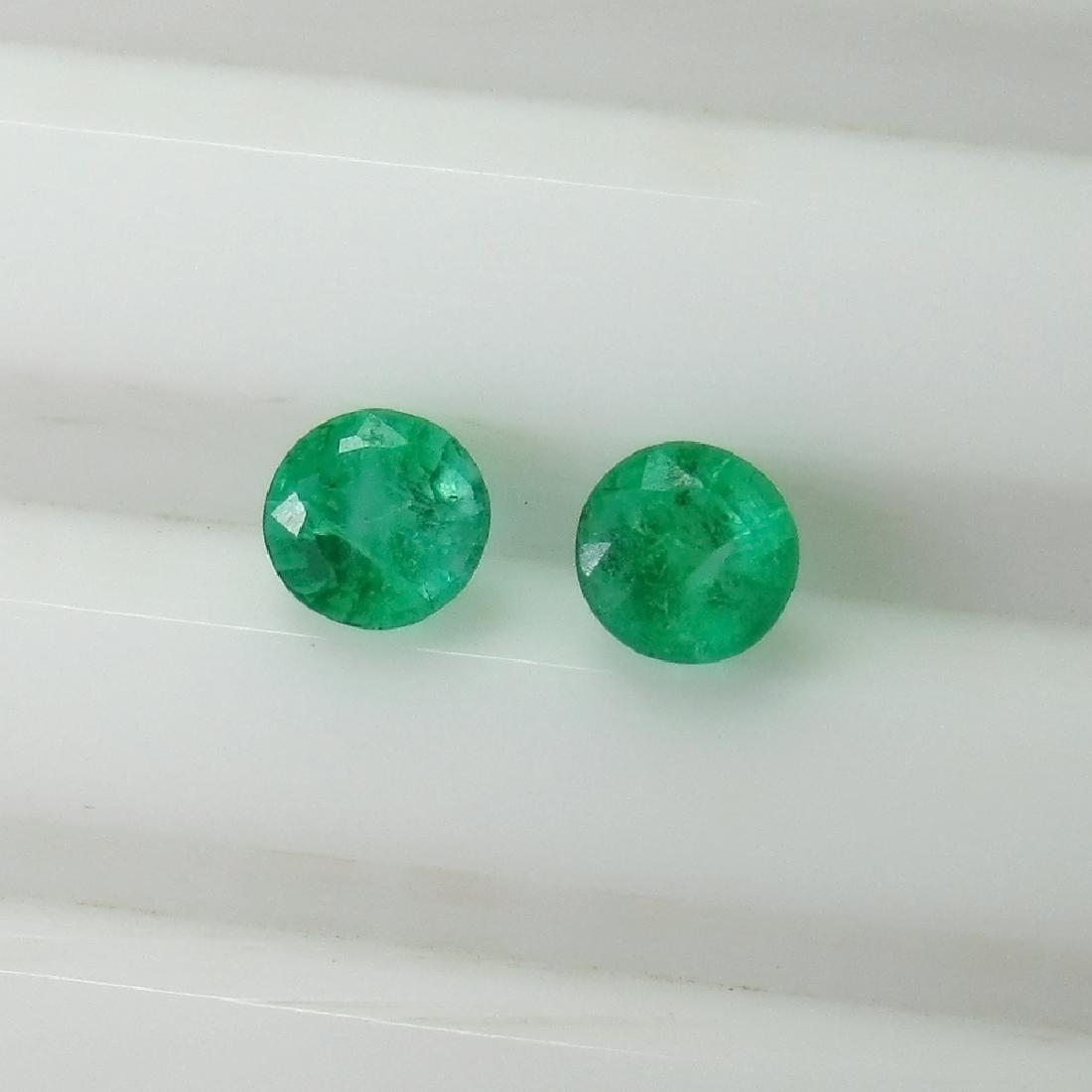 0.77 Ctw Natural Zambian Emerald 4.5 mm Round Pair (1 of 2)