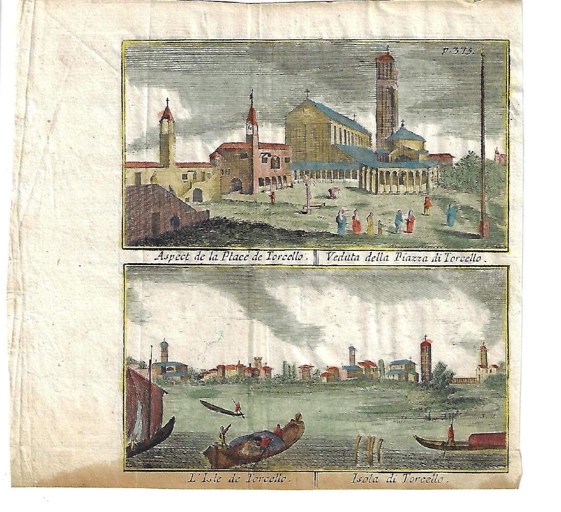 17th C Hand Colored Engraving Venice Torcello (1 of 1)