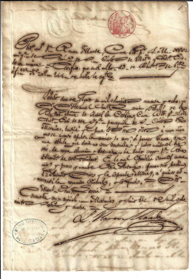 1864 Interesting Cuban Manuscript (1 of 1)