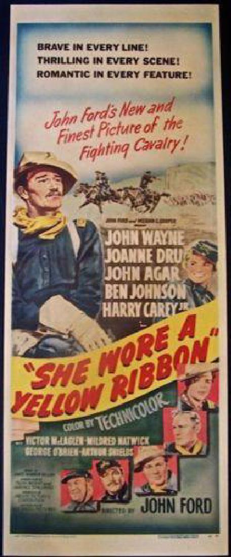 REDUCED! SHE WORE A YELLOW RIBBON ’49 INSERT WAYNE FORD: Description Overall displays in Very Good to Fine Condition. Original and super rare paper-backed 1949 Insert for the highly regarded second installment in the John Ford Cavalry Trilogy, SHE WORE A YE