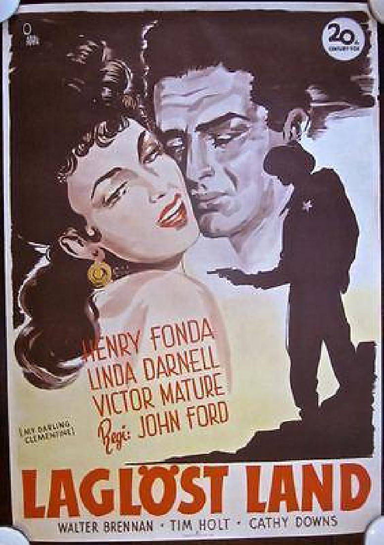 REDUCED 70!! MY DARLING CLEMENTINE 1947 SWEDISH POSTER-: DescriptionMY DARLING CLEMENTINE -ORIGINAL 1947 SWEDISH POSTER- RARE HENRY FONDA JOHN FORD Original 1947 Swedish Advertising Movie poster (28 1/2? x 39 1/2?) O. Aberg artwork! Poster has some border w