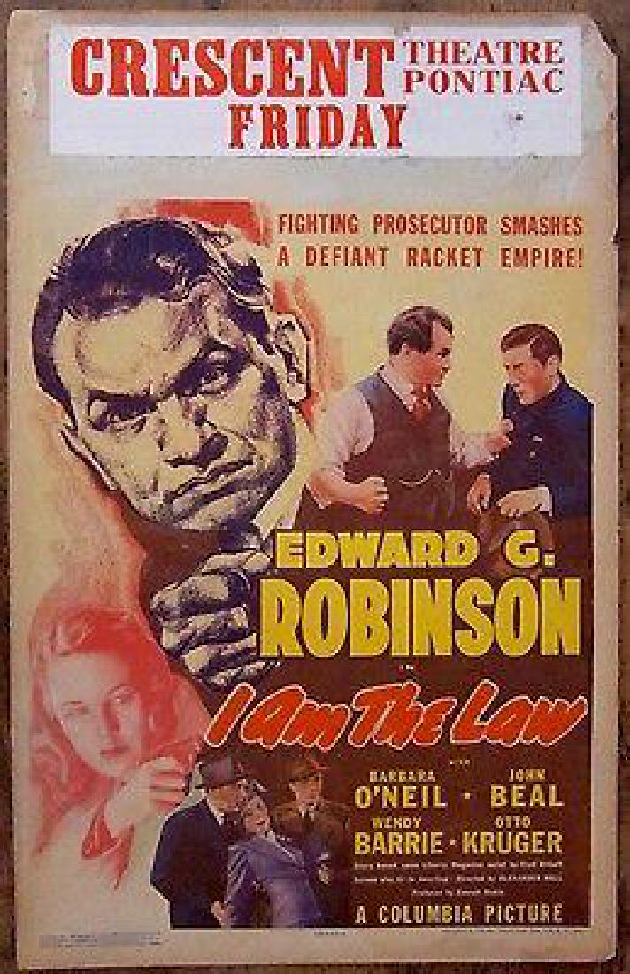 I AM THE LAW – ORIGINAL 1938 WINDOW CARD POSTER –: Description I AM THE LAW Â– ORIGINAL 1938 WINDOW CARD POSTER Â– EDWARD G. ROBINSON CRIME DRAMA Original 1938 U.S. Window Card Movie Advertising poster (14? x 22?) Poster has corner wear with cor