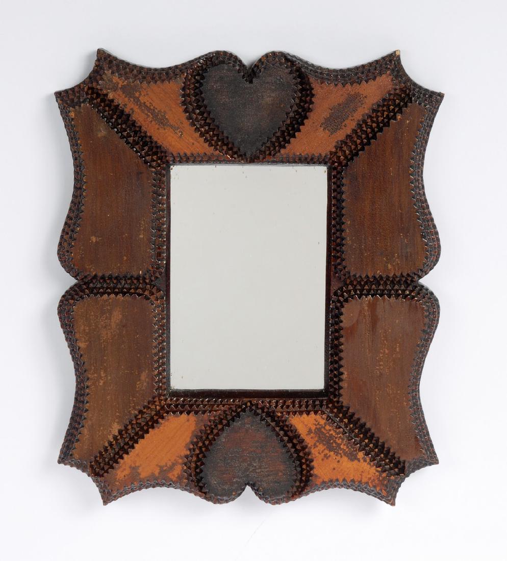 Tramp Art Sheild Shaped Frame with Hearts (1 of 2)