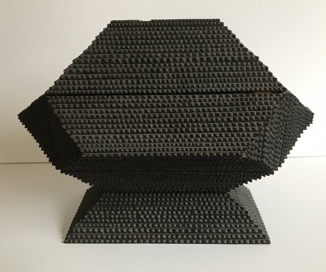 Late 19thc Tramp Art pedestal box (1 of 5)