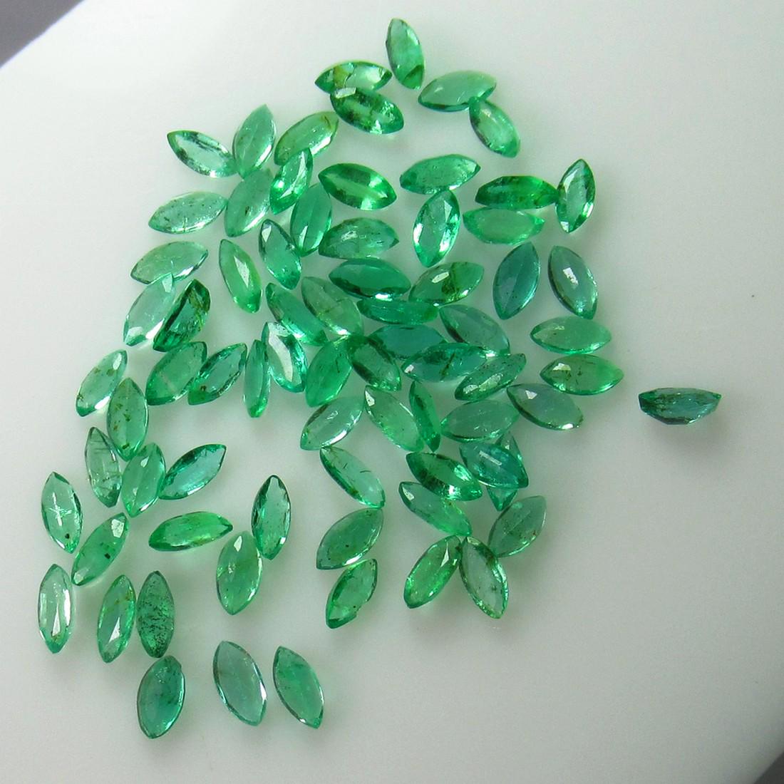 3.10 Ct Genuine 44 Zambian Emerald 4X2 mm Marquise Lot (1 of 2)