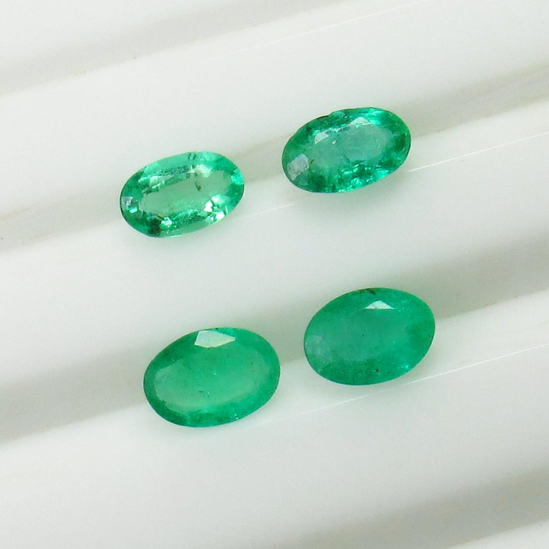 1.42 Ct Genuine 4 Zambian Emerald Oval Lot (1 of 2)