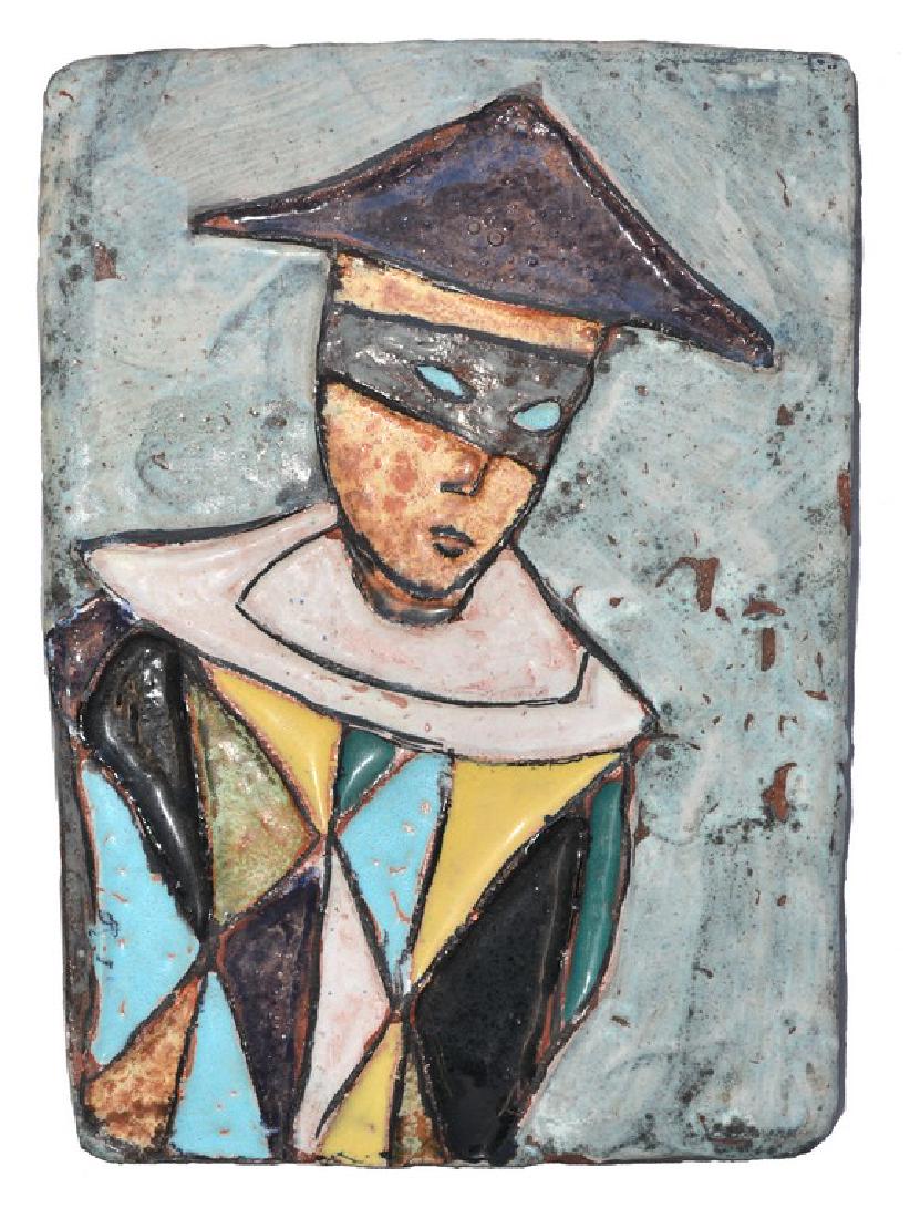 20 th century Italian glazed terracotta plaque of a (1 of 2)