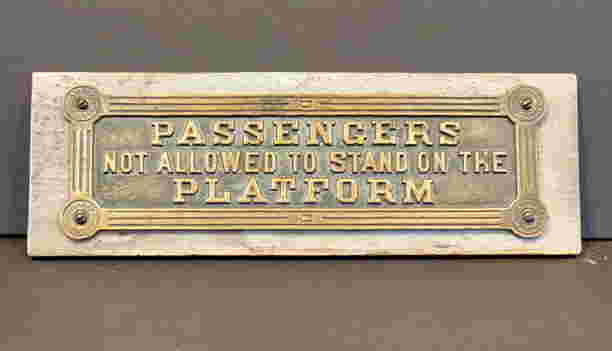 PASSENGERS…PLATFORM sign, c. 1920