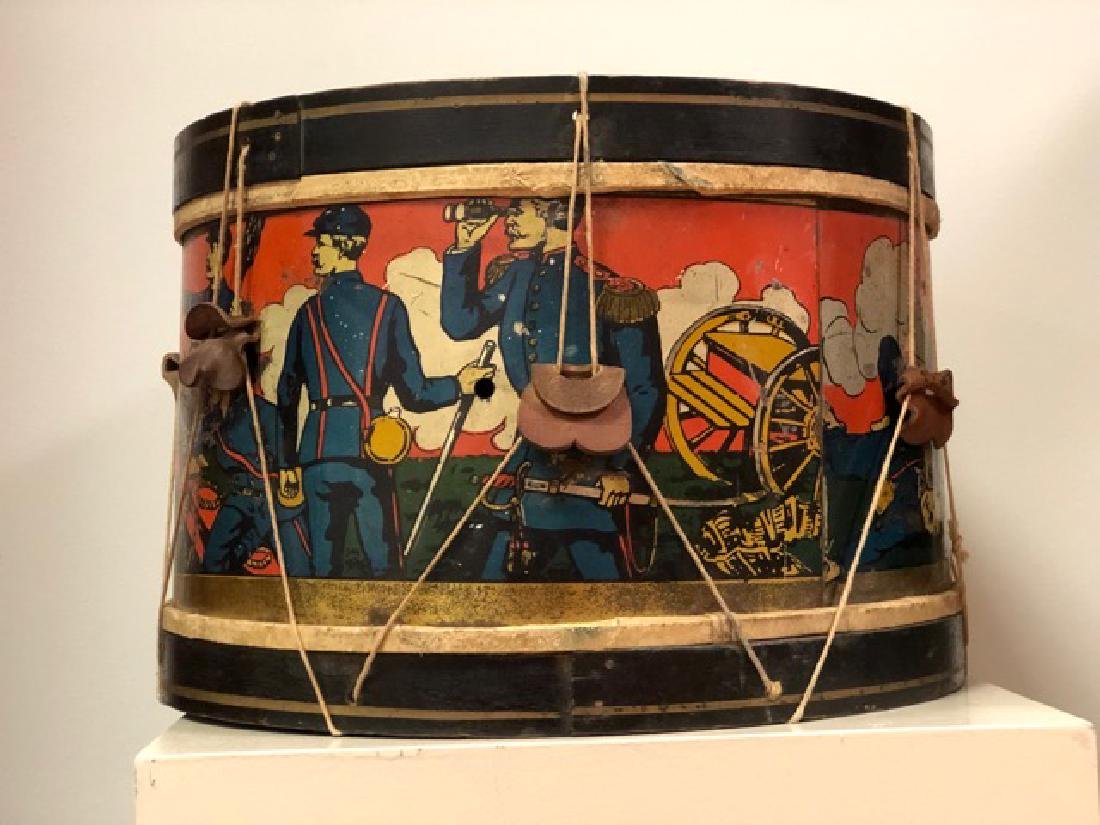 Childrens Toy Drum - Tin Litho with civil war battle (1 of 2)