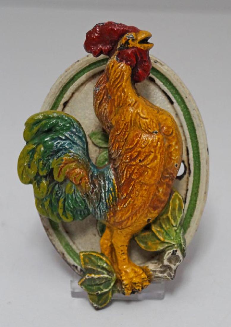 Antique Crowing Rooster Cast Iron Doorknocker (1 of 3)