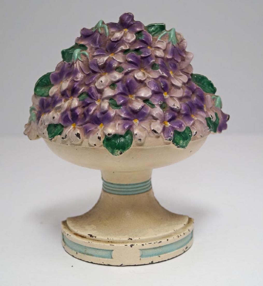 Violet Bowl Flowers Cast Iron Hubley Doorstop (1 of 7)