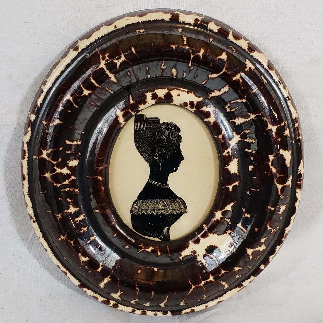 Rockingham frame with eglomise silhouette ca 1840 (1 of 4)