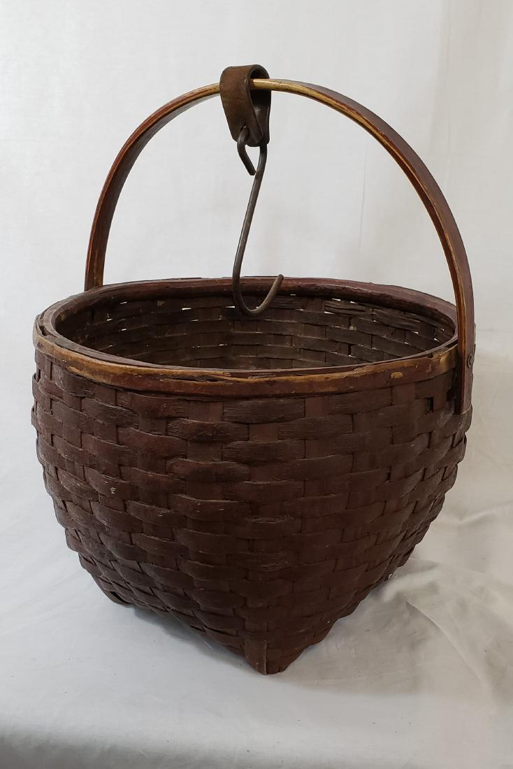Outstanding red painted Maine swing handle basket ca (1 of 5)