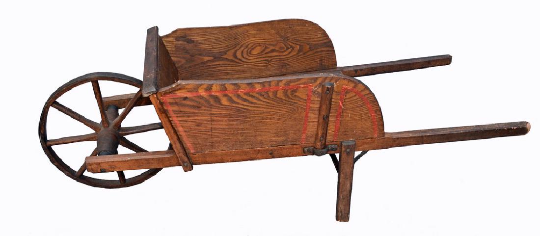 Early 20th century wooden wheelbarrow stamped Paris (1 of 2)