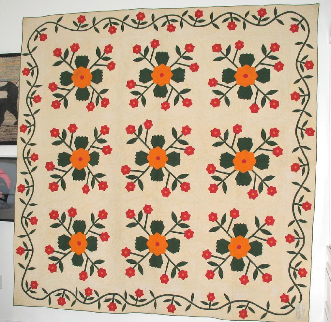 1851 Early applique quilt in museum condition. (1 of 4)