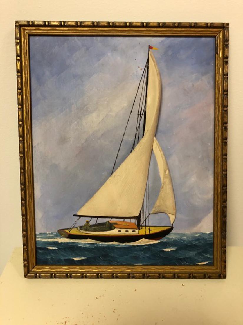 Captain Keating wood carved and painted sailboat; (1 of 1)