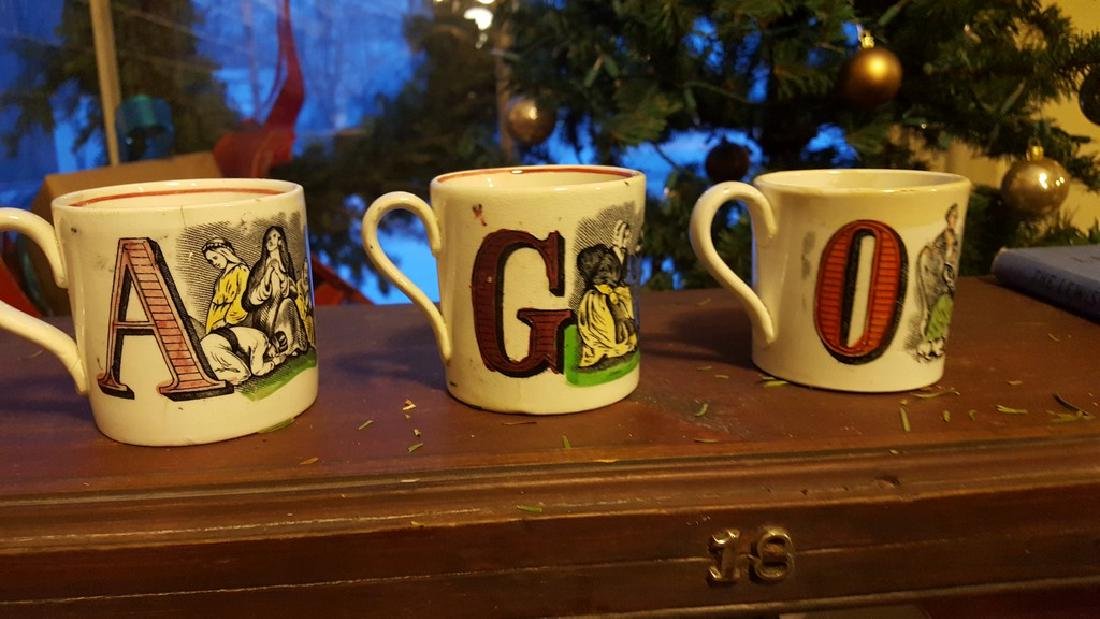 Lot of 3 soft paste children's alphabet mugs (1 of 2)