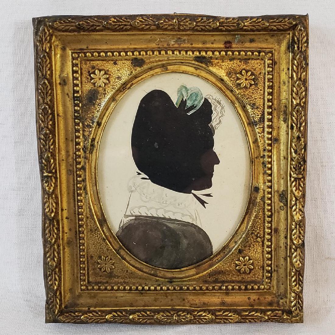 Brass framed silhoueutte of a lady ca 1830. (1 of 2)