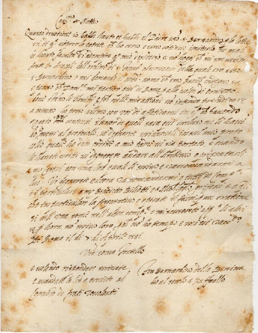 Antique Renaissance document from a Franciscan Friar in (1 of 1)