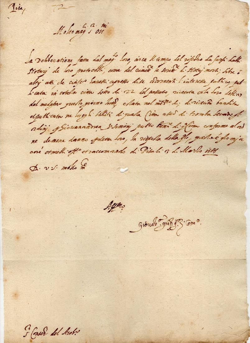 Official renaissance act of the City of Pisa,: No Reserve! Title: Official renaissance act of the City of Pisa, regulation for Notaries -1585 Author: Governor Giovanbattista Gianfigliori Publishing Info: Pisa, 1585 Subject: GovernmentDescription :