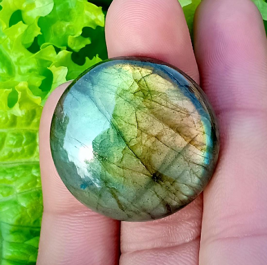 60.85 Carat Stunning Natural Labradorite Cab~ Africa: Reserve Reduced! Item: 60.85 Carat Stunning Natural Labradorite Cab~ Africa Color/Clarity: None Loose Gemstone: Labradorite Carat Weight: 60.85 Carat Size/Dimensions: 30x30x7 mm Origin: Africa Natural