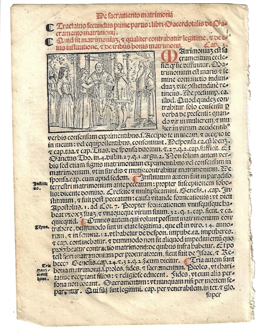 1567 Catholic Leaf Woodcut Matrimony Sacrament (1 of 1)