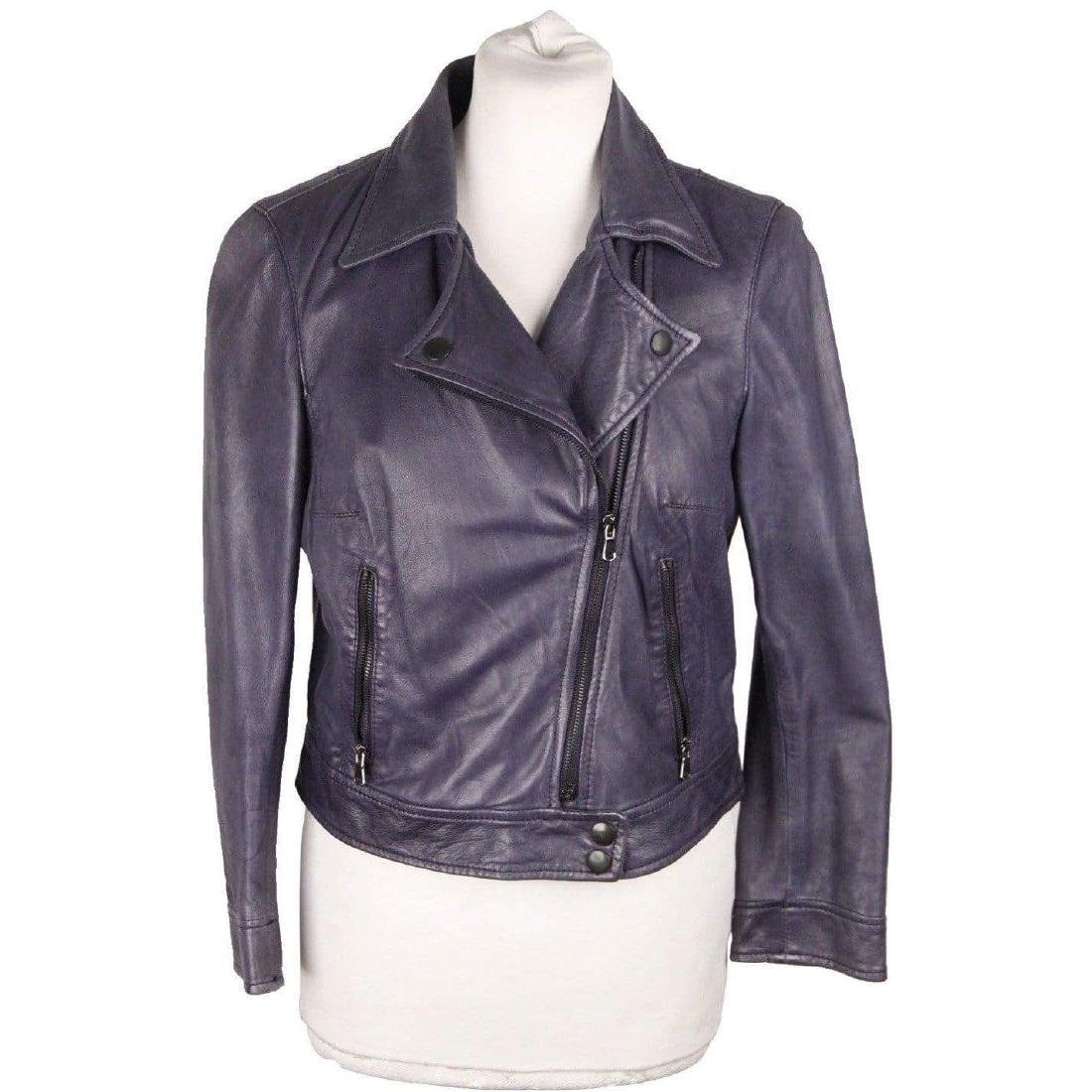 MAURO GRIFONI Blue LEATHER JACKET Size 44 (1 of 8)