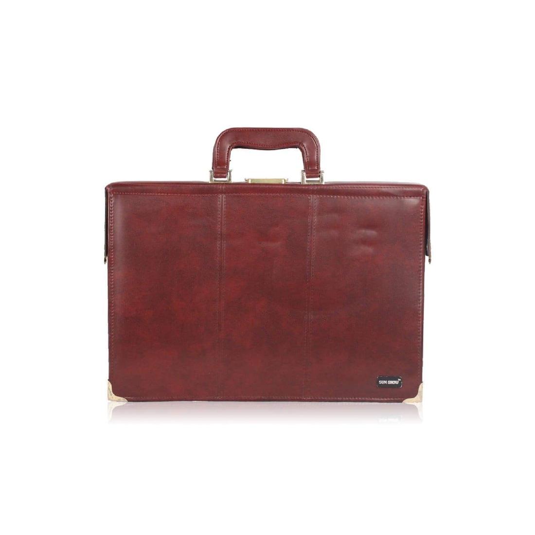 SUN SHOW Vintage Burgundy Leather BRIEFCASE Attache (1 of 8)