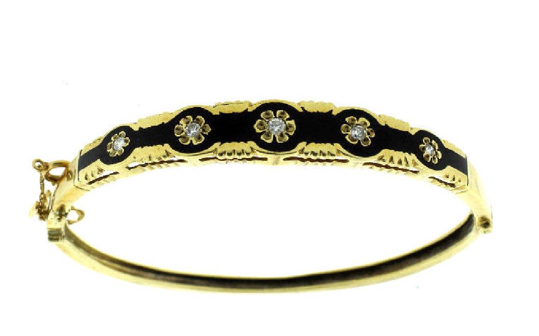 C.1900 VICTORIAN ANTIQUE 14K YELLOW GOLD ENAMEL DIAMOND (1 of 7)