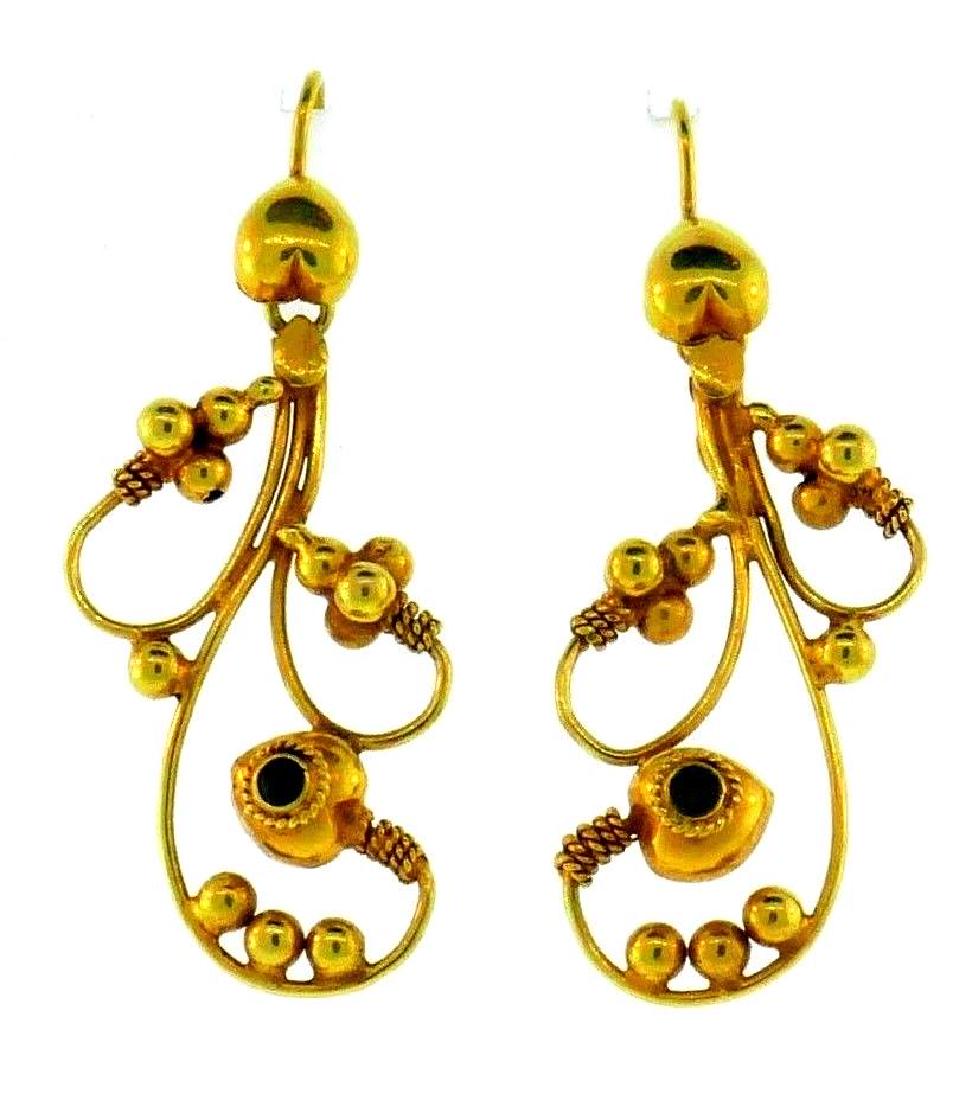 22k Yellow Gold Sapphire Antique Earrings (1 of 6)